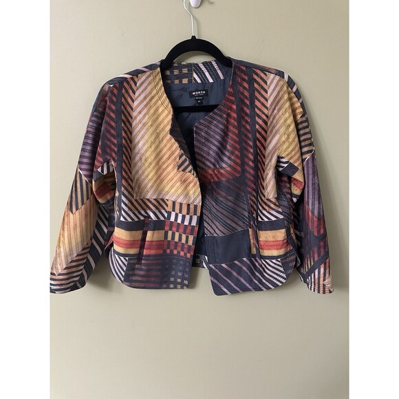 Worth Jackets & Blazers - Worth New York Women’s Jacket XP Velvet Striped Colorful Cropped Blazer